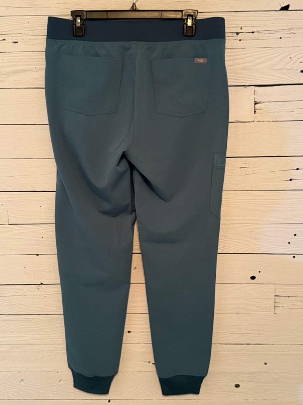 Figs Teal Womens Scrub Bottoms with Zip Cargo Pocket - Picture 4 of 4